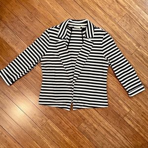 Chicos size 2 black/white stripe jacket, unlined, shoulder pads, great condition